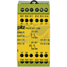 Safety relay (standalone) inputs: 1/2-channel wiring with/without detection of shorts across contacts