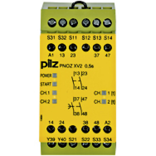 Safety relay (standalone) inputs: 1/2-channel wiring with/without detection of shorts across contacts