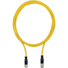 Connection cable, PUR, yellow RAL1003, suitable for drag chains, 8-pin,s ocket straight M12, on connector straight M12, A-coded, cable length: 5m