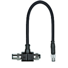 T-connector for PSENcode/PSENslock (M12/8-pin), for disconnecting the signal output and connecting LOCK on M8/4-pin.