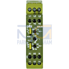Voltage monitoring relay for monitoring overvoltage and undervoltage values, and the phase sequence in 3-phase mains, 40 - 400 Hz, Measuring voltage 400/440 V AC Width: 22.5 mm, UB 24 V DC.