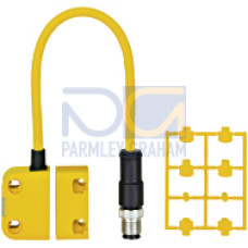 Magnetic safety switch 2 N/O, 1 signal contact N/O, 8-pin M12 connector, square design, LED IP67, operating distance 10 mm, height design 18 mm PU = 1 sensor with actuator.