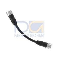 Cordset: Double Ended M23, 12-pin Straight Male, 12-pin Straight Female Connectors, 5 m (16.4 ft) 12x22 Black PVC Jacket, Nickel-Plated Brass Coupling Nuts