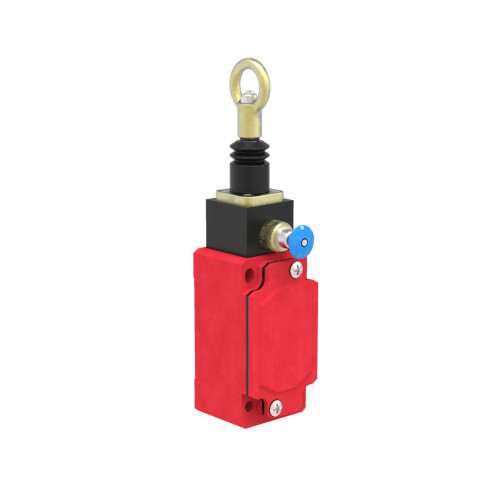 Heavy Duty Metal Stop Control Rope Pull, Ring Attachment, 6 m Max Range, Latch Actuation, 1 NC Rope Pulled Contact, 1 NC Rope Break Contact