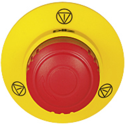 PITestop E-STOP pushbutton IP65, large with E-STOP symbol and with logo, mounting hole: 22.3 mm.