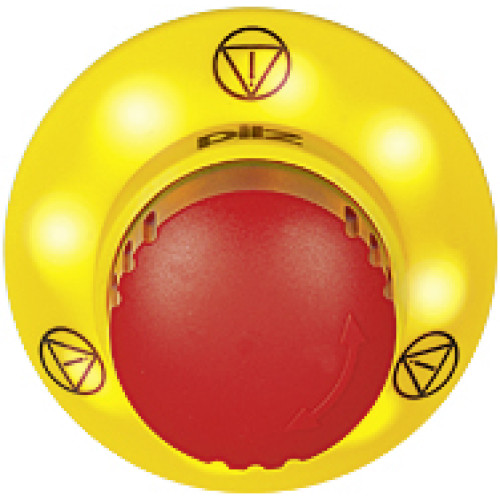 PITestop E-STOP pushbutton IP65, illuminated with E-STOP symbol and with logo, mounting hole: 22.3 mm.