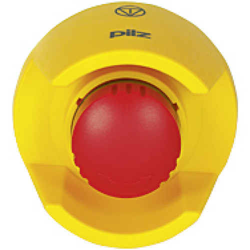 PITestop E-STOP pushbutton IP65, with protective collar and logo, mounting hole: 22.3 mm.
