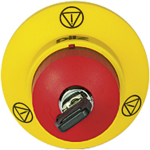PITestop E-STOP pushbutton IP65, with E-STOP symbol and logo, mounting hole: 22.3 mm.