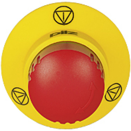 PITestop E-STOP pushbutton IP65, with E-STOP symbol and logo, mounting hole: 22.3 mm.