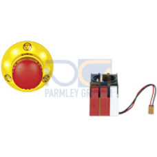 PITestop E-STOP/contact block set consisting of illuminated E-STOP pushbutton with E-STOP symbol and logo, and contact block with monitoring. 2 N/C, with spring-loaded terminals.