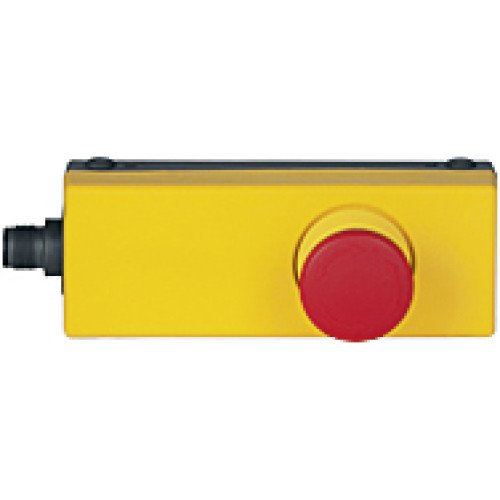 PITestop E-STOP/contact block incl. surface mount housing, set consisting of small E-STOP pushbutton, contact block, 2 N/C with M12 connection 5-pin.