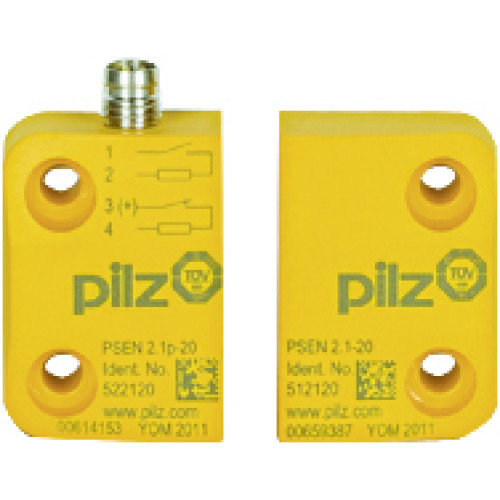 Magnetic safety switch 1 n/o 1 n/c, 4-pin M8 male connector,square design, IP67, switching distance 8 mm, height design 13 mm, PU =1 piece with actuator.