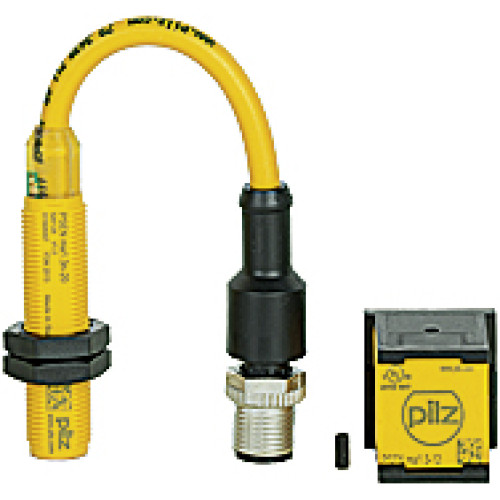 Magnetic safety switch 3 n/o, 5-pin M12 connector, round M12design, IP67, operating distance 12 mm, PU = 1 piece with cuboidactuatorcoded.