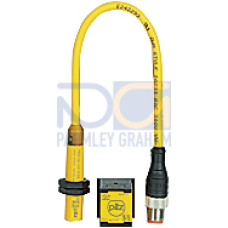 Magnetic safety switch 3 n/o, 8-pin M12 connector, round M12design, IP67, operating distance 12 mm, PU = 1 piece with cuboidactuatorcoded.