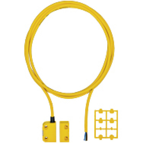 Magnetic safety switch 2 n/o, square design, IP6K9K,operating distance 10 mm, 5 m cable, height design 18 mm, for seriesconnectionwith PSEN ix1, PU = 1 sensor with actuator.