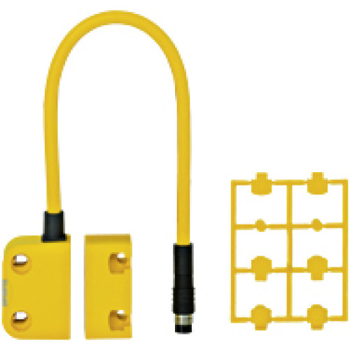 Magnetic safety switch 2 n/o, 1 auxiliary contact n/o, 8-pin M8male connector, square design, LED, IP67, operating distance 3 mm,heightdesign 18 mm, PU = 1 sensor with actuator.