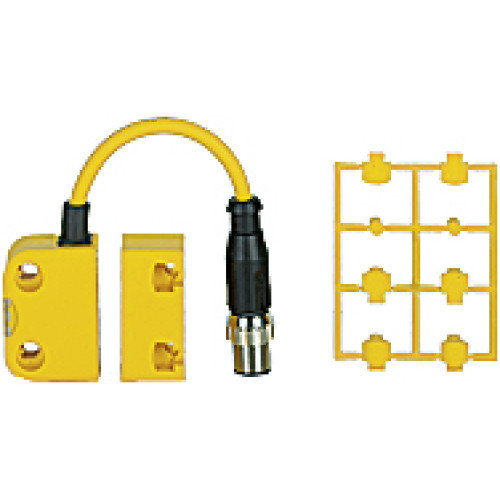 Magnetic safety switch 2 n/o, 5-pin M12 male connector,square design, IP67, operating distance 3 mm, height design 18 mm, PU =1 sensor with actuator.