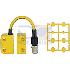 Magnetic safety switch 2 n/o, 1 auxiliary contact n/o, 5-pin M12male connector, square design, LED, IP67, operating distance 3 mm,heightdesign 18 mm, PU = 1 sensor with actuator.