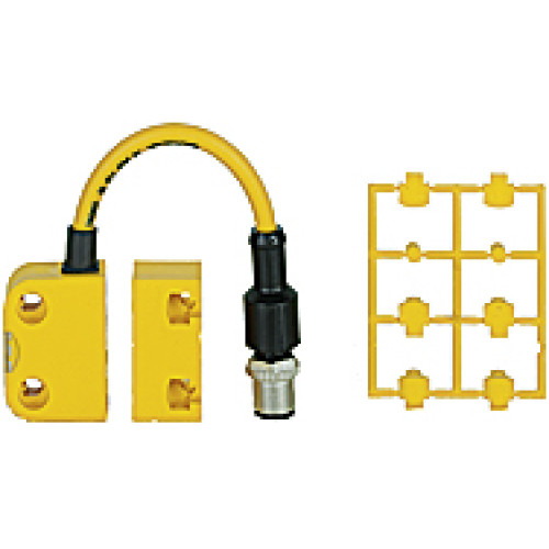 Magnetic safety switch 2 n/o, 1 auxiliary contact n/o, 5-pin M12male connector, square design, LED, IP67, operating distance 3 mm,heightdesign 18 mm, PU = 1 sensor with actuator.