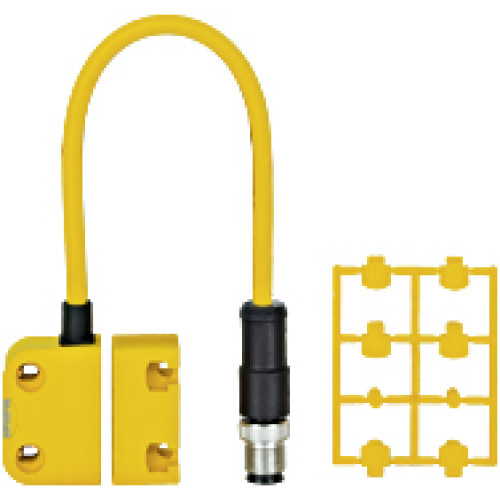 Magnetic safety switch 2 n/o, 1 auxiliary contact n/o, 5-pin M12male connector, square design, LED, IP67, operating distance 10 mm,heightdesign 18 mm, PU = 1 sensor with actuator.
