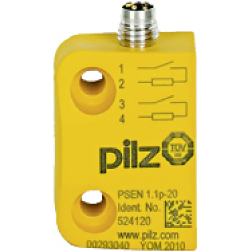Magnetic safety switch 2 n/o, 4-pin M8 male connector,square design, IP67, operating distance 3 mm for series connection withPSEN ix1, PU = 1 sensor without actuator.