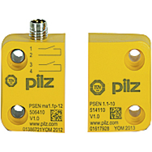 Magnetic safety switch 2 n/o, 4-pin M8 male connector,square design, IP67, switching distance 3 mm for series connection withPSEN ix1, height design 13 mm, PU = 1 sensor with actuator.