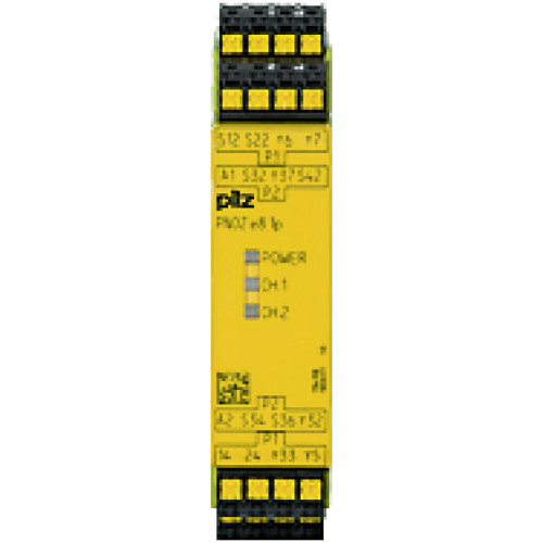 Safety relay (standalone) inputs: 1/2-channel wiring with/without detection of shorts across contacts