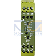 Voltage monitoring relay for monitoring 1-phase mains is used as a threshold element, monitoring device and control element Measuring voltage is used as supply voltage, 2 auxiliary contacts (C/O), Wid