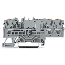 3-conductor carrier terminal block, with push-button, for DIN-rail 35 x 15 and 35 x 7.5, gray