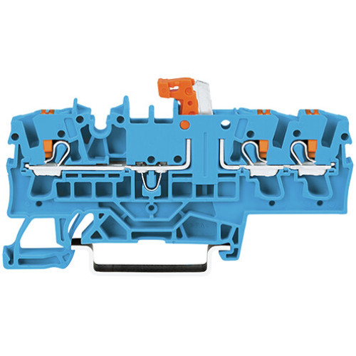 3-conductor through terminal block, with push-button, 2.5 mm&sup2;, blue