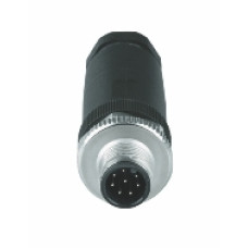 Plug-in connector, 8-pin, connector straight M12, A-coded, screw connection, material threaded ring: Zinc die castingnickel-plated, outer cable diameter 6-8mm