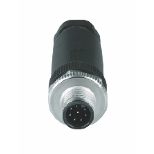 Plug-in connector, 8-pin, connector straight M12, A-coded, screw connection, material threaded ring: Zinc die castingnickel-plated, outer cable diameter 6-8mm