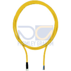 Connection cable, PUR, yellow RAL1003, suitable for drag chains, 4-pin,socketstraight M8, on open line end, A-coded, cable length: 2m