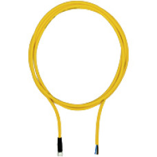 Connection cable, PUR, yellow RAL1003, suitable for drag chains, 4-pin,socketstraight M8, on open line end, A-coded, cable length: 2m