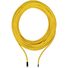 Connection cable, PUR, yellow RAL1003, suitable for drag chains, 4-pin,socketangled M8, on open line end, A-coded, cable length: 10m