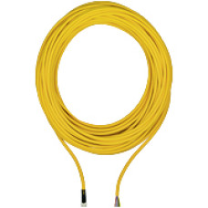 Connection cable, PUR, yellow RAL1003, suitable for drag chains, 8-pin,socketstraight M8, on open line end, A-coded, cable length: 30m