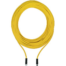 Connection cable, PUR, yellow RAL1003, suitable for drag chains, 8-pin,socketstraight M8, on connector straight M8, A-coded, cable length: 30m