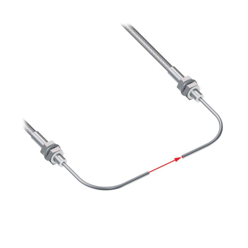 Plastic Fiber, Opposed Mode, Core Dia.: 1, Fiber Length 1 m, Thread, Angle, SteelSkin, TMB5 Termination