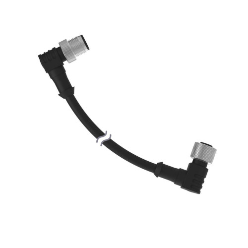 Cordset: Double Ended M12, 4-pin Right-Angle Female, 4-pin Right-Angle Male, 0.91 m 4x22 Black PVC Jacket, Nickel-Plated Brass Coupling Nuts