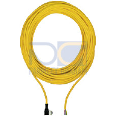 Connection cable, PUR, yellow RAL1003, suitable for drag chains, 8-pin,socketangled M12, on open line end, A-coded, cable length: 30m