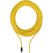 Connection cable, PUR, yellow RAL1003, suitable for drag chains, 8-pin,socketstraight M12, on open line end, A-coded, cable length: 20m