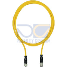 Connection cable, PUR, yellow RAL1003, suitable for drag chains, 8-pin,socketstraight M12, on connector straight M12, A-coded, cable length: 5m