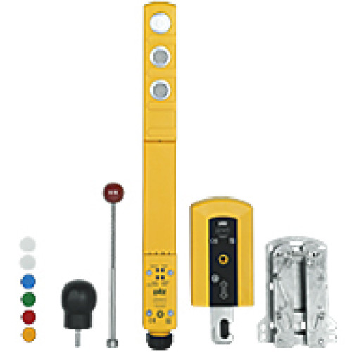 Safety gate system includes safe interlock with safe guard locking in accordance with EN 60947-&shy;5-&shy;3