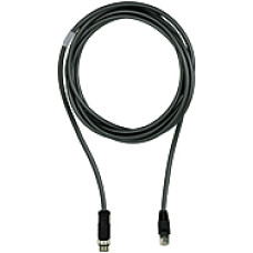 Network cable, Ethernet Cat5e, PVC, black, 4-pin, connector straight M12 (IP67), D-coded, on connector straight RJ45 (IP20), cable length: 1m