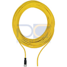 Connection cable, PUR, yellow RAL1003, suitable for drag chains, 12-pin, socket straight M12, on open line end, A-coded, cable length: 5m