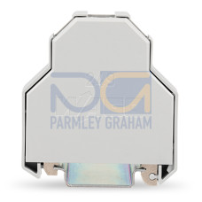 Screwless end stop, 14 mm wide, for DIN-rail 35 x 15 and 35 x 7.5, gray