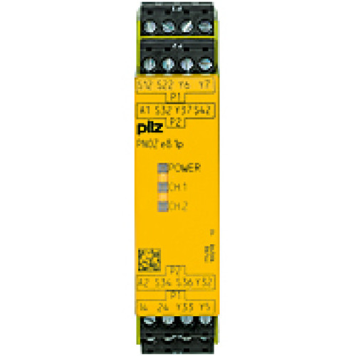 Safety relay (standalone) inputs: 1/2-channel wiring with/without detection of shorts across contacts
