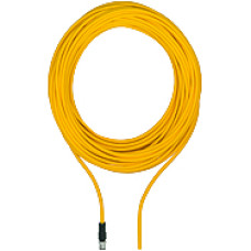 Connection cable, PUR, yellow RAL1003, suitable for drag chains, 8-pin,c onnector straight M12, on open line end, A-coded, cable length: 10m