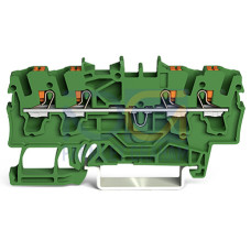 4-conductor through terminal block, with push-button, 2.5 mm&sup2;, green
