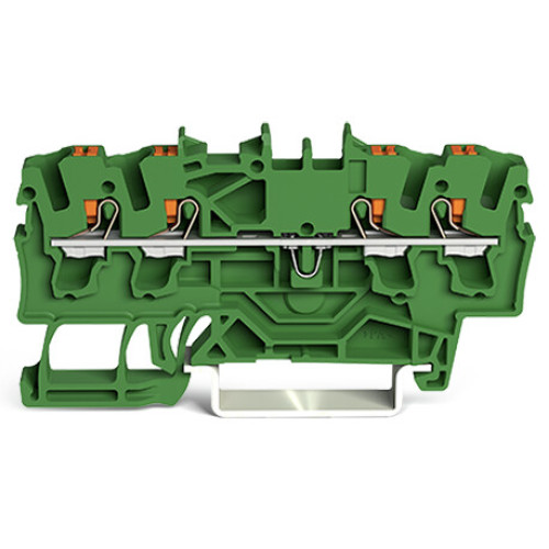 4-conductor through terminal block, with push-button, 2.5 mm&sup2;, green